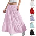 thumbnail image 2 of lcziwo Girls Drawstring High Waist Ruffle Long Skirt Summer Casual Layered Tiered Flowy Skirts Kids Summer Ankle Length Maxi Skirt Black Ropa de Verano Para Mujer, 2 of 9