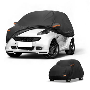 Car Cover Waterproof All Weather Automotive Outdoor Anti-UV Sun Rain Protection Full Exterior Cover with Reflective Strips Black for Smart Fortwo
