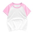 thumbnail image 1 of MeetoTime T-shirt à Manches Courtes en Coton pour Enfants, Patchwork, Couleur Unie, Col Rond, Confortable, pour Tout-Petits Garçons Filles, 1 of 3