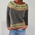 thumbnail image 3 of Wiyuqeen Fair Isle Knit Sweaters Women Long Sleeve Lounge Knit Pullover Round Neck Vintage Sweaters Fall Raglan Sweaters Clearance, 3 of 4
