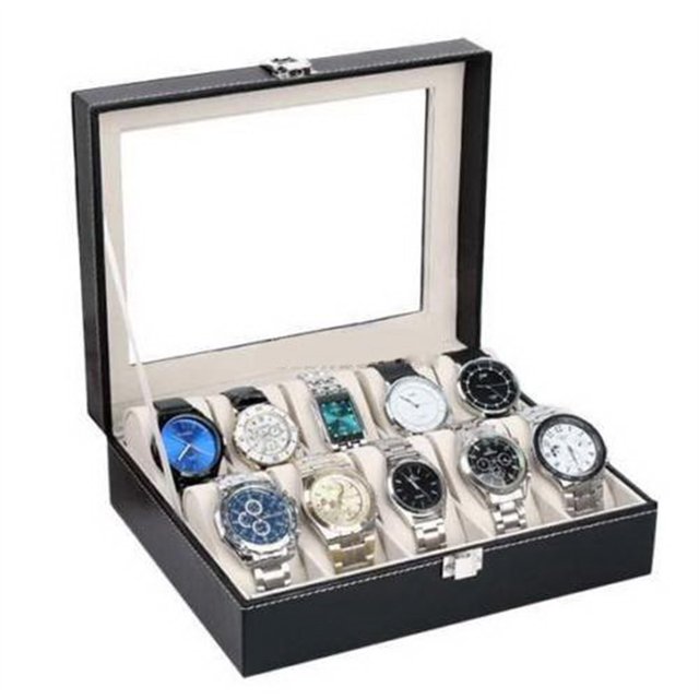 Boîte de Collection de Montres Portable avec 10 Compartiments en Cuir de Première Qualité Boîtier de Rangement de Fabrication Fine