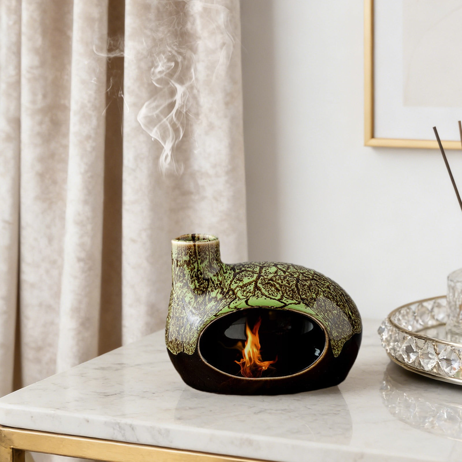 Ceramic Palo Santo Incense Holder with Chimney for Sticks and