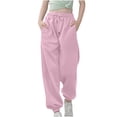 thumbnail image 4 of PMVFHDE Kids Pants Medium And Large Children Casual Girls Solid Color Drawstring Sweatpants,Pink,7-8 Years, 4 of 6