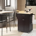 thumbnail image 2 of Giantex Kitchen Island w/Storage Cabinets, Trolley Cart w/Adjustable Height Shelves & Wheels, Spice Rack, Towel Rack, Espresso, 2 of 10