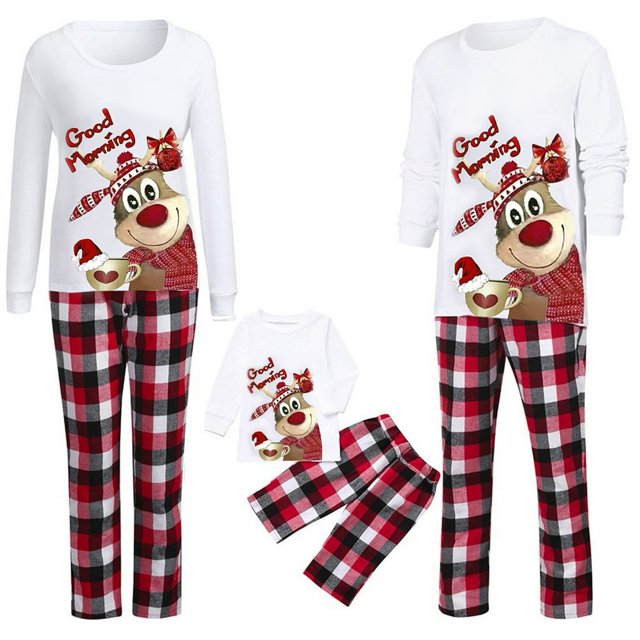 Pyjamas de Noël Assortis pour la Famille Ensemble Haut et Pantalon de Fête Pyjama