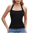 thumbnail image 2 of AherBiu Womens Square Neck Tank Tops Knit Ribbed Seamless Workout Tops Summer Slim Fitting Sleeveless Shirts, 2 of 8
