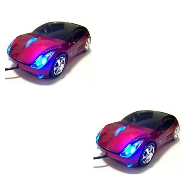 Transemion Universal Fast Speed Car Shaped Wired Ergonomic Optical Mouse Replacement Home Hotel 3 Keys Gaming Computer Mice Show as Picture 2Set
