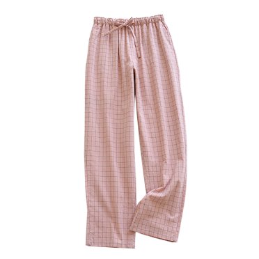 Qtocio Pantalon de Pyjama pour Femmes, Pantalon de Sommeil à Imprimé Carreaux avec Cordon de Serrage, Taille Élastique, Bas de Maison avec Poches Latérales