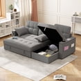 thumbnail image 2 of HOMCOM Sofa Bed, Pull Out Sleeper Couch with USB Ports, Chaise Storage, 2 of 10