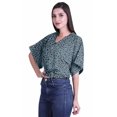 thumbnail image 3 of Moomaya Hauts à Manches Boxy Imprimés pour Femmes, Col en V, Taille Élastique, Kimono, 3 of 4