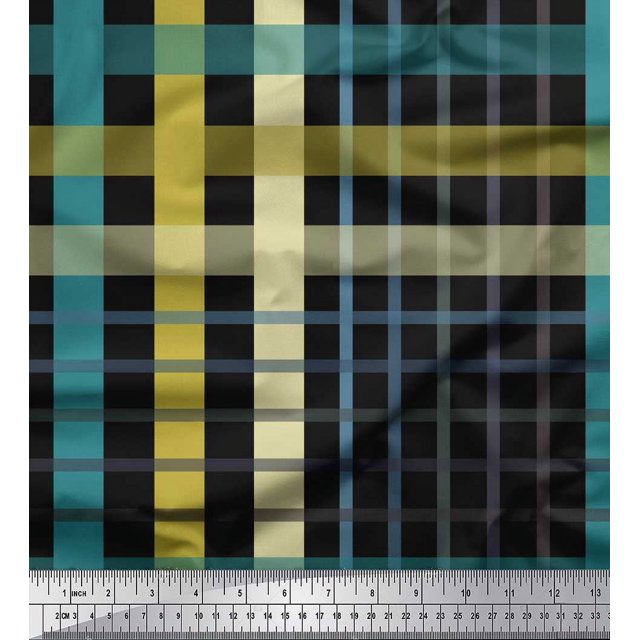 Soimoi Black Heavy Canvas Fabric Check Check Print Fabric by Yard 58 Inch Wide