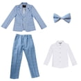 thumbnail image 5 of RXIRUCGD Ensemble Chemise Veste Pantalon Long 4 Pcs Manches Longues Col Rond (Bleu, Taille:130), 5 of 5