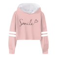 thumbnail image 4 of MIASHUI Girls Sweatshirt Children Long Sleeve Letters Short Hoodie Hoodie Top,Pink,8-9 Years, 4 of 4
