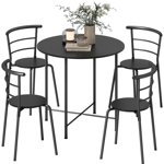 HOMCOM Dining Table Set for 4 Space Saving Kitchen Table and Chairs Black