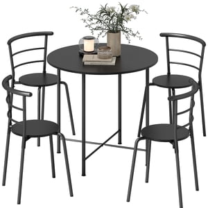 HOMCOM Ensemble de table à manger 4 Space Sauver la table de cuisine et les chaises noir