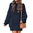 thumbnail image 2 of Robe Chandail en Tricot Surdimensionnée à Manches Longues pour Femmes, Décontractée, Ample, Col Rond, Douce, Automne Hiver, Mini Robes à Enfiler, 2 of 7