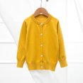 thumbnail image 2 of SROBPTY Girls Fall Cardigans, Children's Solid Color Long Sleeve Fleece Knitted Cardigan Round Neck Sweater Yellow 7-8 Years, 2 of 3