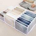 thumbnail image 3 of Jinsinto 4 Pieces Wardrobe Organizer, Jeans Storage Boxes, Mesh Clothes Drawer Divider Box, White, 36*25*20cm, 3 of 4