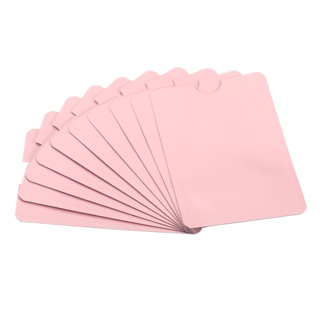 Unique Bargains RFID Blocking Sleeves Identity Theft Prevention Credit Card Secure Protector Holder Sleeves Pink 10Pack