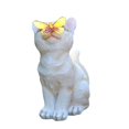 thumbnail image 1 of GROWTH TANK Garden Cat Statue Kitten Butterfly Figure Solar Light Landscape Animal Sculpture White, 1 of 9