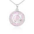 thumbnail image 2 of Pendentif Plat Perle Pierre Naturelle Quartz Argent Couleur Collier Femmes Hommes, 2 of 6