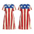 thumbnail image 3 of Bixox Robe d'Été à Manches Courtes pour Femmes Robe Ample Longueur Genou avec Poches-Flags Américains2, 3 of 7