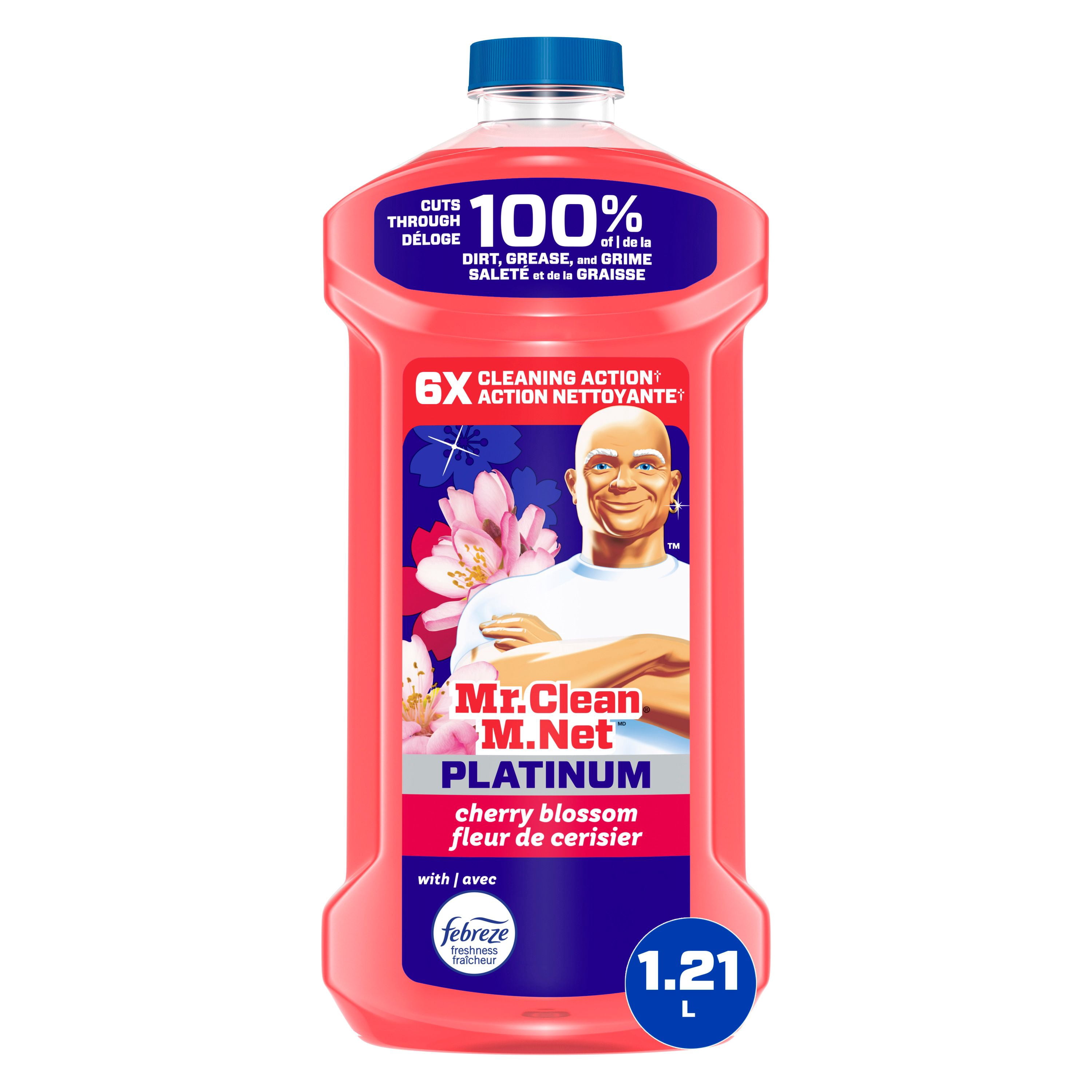 Nettoyant tout usage M. Net, nettoyant pour planchers, savon pour vadrouille, nettoyant liquide, Fleur de cerisier, 1,21 L