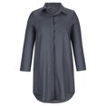 thumbnail image 1 of cfhntfmh Robes Mini pour Femmes Automne Amples à Manches Longues Col à Revers Robe Chemise Détente Couleur Unie Robe Courte avec Poches, 1 of 5