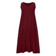 thumbnail image 3 of UPPADA Robe Grande Taille pour Femmes Pulpeuses Chic Décontractée Tendance Robes d'Été 2025 Sans Manches Robes Coton Lin Robe Soleil Fluide Couleur Unie Boutonnée Col Ras du Cou Robe avec Poches Liquidation, 3 of 7
