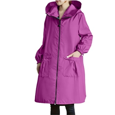 Npasoilc Coats for Women Women's Rainproof Jacket Waterproof And Breathable Long Size With Hood Hiking Raincoat Ordinary Warm Windbreaker