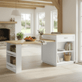 thumbnail image 4 of Homy Casa Rolling Kitchen Island with Pull-Out Table and Two-Tone Storage, 4 of 10