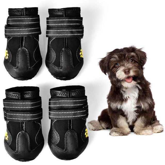 LSLJS Dog Boots Skid-Proof Dog Booties with Reflective Rugged Sole, Dog Shoes, Dog Boots & Paw Protectors for Winter Snowy Day, Summer Hot Pavement, Waterproof In Rainy Weather, Outdoor Walking