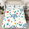 thumbnail image 2 of YST Elephant Sheet Set Queen Sheets For Girls Kids Cute Flower Animal Bed Sheet Set, Cartoon Zoo Animal Bedding Set Botanical Flower Pattern 3D Animal Flat Fitted Sheet With 2 Pillowcases, 2 of 5