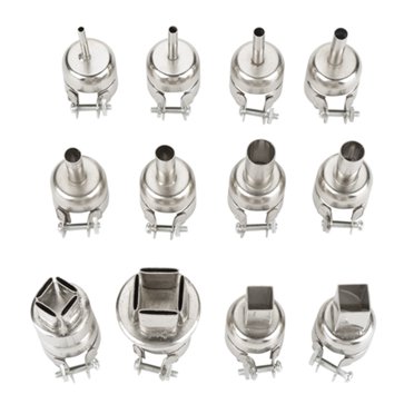 12 Pack Heat Gun Nozzle Kit, Stainless Steel Reflector Nozzle for 850 Hot Air Soldering Station Repair Tool Accessories