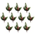 thumbnail image 1 of Red Berry Stem Christmas Artificial Flower Plant Faux Pine Picks Fake Tree Ornaments  Party Gift Wrapping Decor, 1 of 11