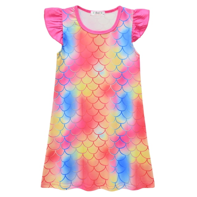 MIASHUI Chemises de Nuit pour Filles Robe de Princesse Manches à Volants Pyjama Rose 6-7 Ans