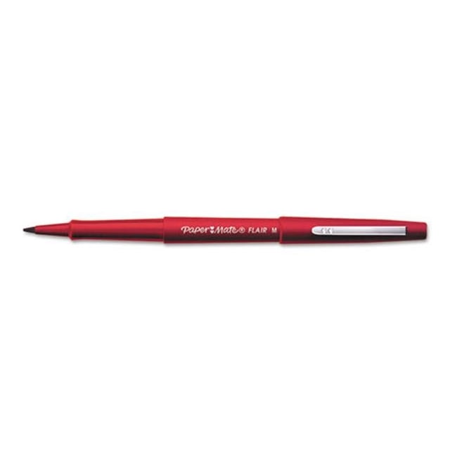 Paper Mate Flair Felt Tip Marker Pen, Medium Point, 1.4 mm, Red Ink, 36 Count