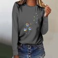 thumbnail image 2 of Pisexur Hauts pour Femmes Mode d'Automne T-Shirt à Imprimé Graphique Amusant Col Rond Manches Longues Chemises pour Femmes Chic Décontracté Hauts de Sortie Confort Polyvalent Blouses Légères, 2 of 5