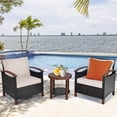 thumbnail image 4 of Giantex 3 Pieces Patio Furniture Set, Outdoor Rattan Sofa and Side Table w/Solid Acacia Wood Frame, High Load Bearing Conversation Bistro Set w/Washable and Removable Cushions, 4 of 10