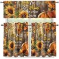 thumbnail image 2 of Sunflowers Pumpkin Kitchen Curtains Tiers and Valances Set, Rod Pocket Valance Short Window Treatment Decor Curtains, 3 Pieces Set Valance Curtains for Kitchen Windows, 2 of 5