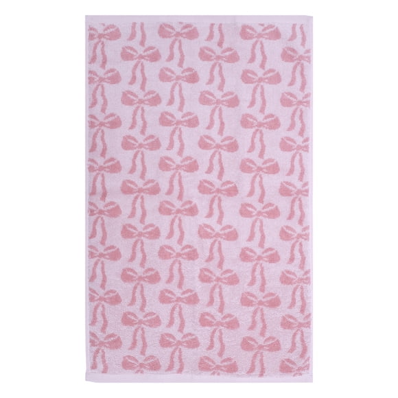 Holiday Time 100% Cotton Jacquard Hand Towels, Bow Pattern, 2-Piece Set, 16 x 26 in