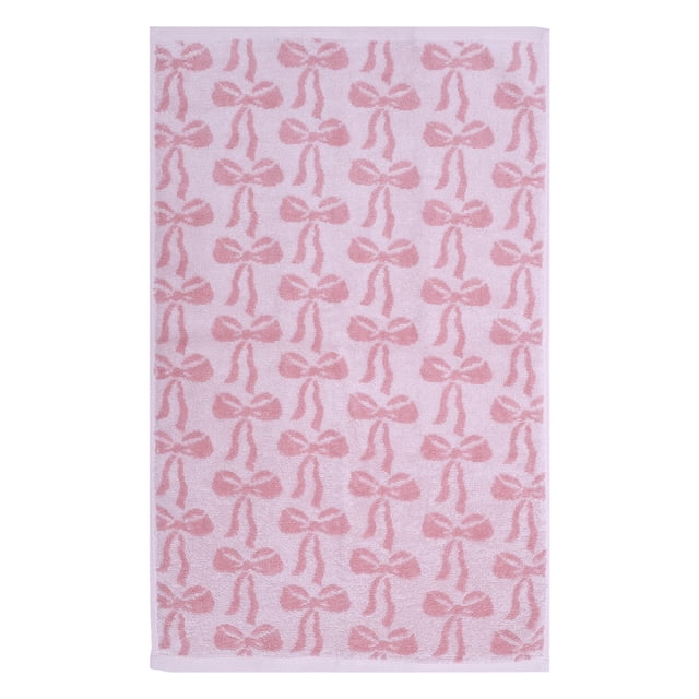 Holiday Time 100% Cotton Jacquard Hand Towels, Bow Pattern, 2-Piece Set, 16 x 26 in