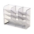 thumbnail image 1 of Decodeary Office School Pencil Holder Tabletop Multifunctional Pen Tapes Storage Rack Multiple Layers Stationery Organizer Type A Silver 1Set, 1 of 6