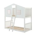 thumbnail image 1 of ACME Rohan Cottage Twin/Twin Bunk Bed in White & Pink, 1 of 3