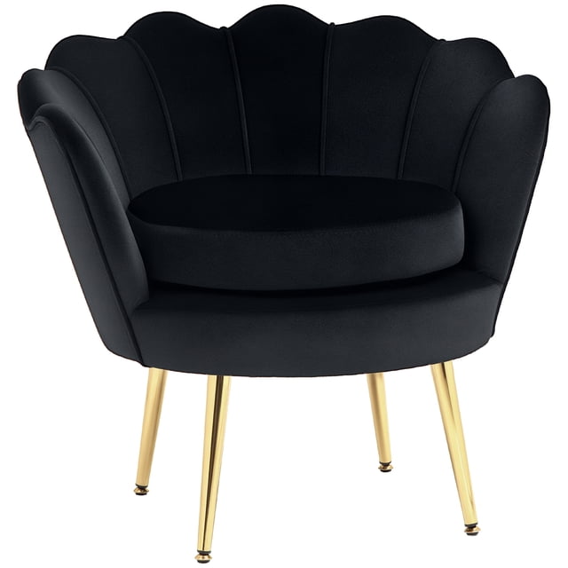 HOMCOM Modern Accent Chair Velvet Fabric Leisure Club Chair with Gold Legs