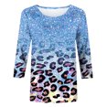 thumbnail image 5 of CEHVOM T-shirt Ample à Imprimé Léopard pour Femme, Manches 3/4, Col Rond, Haut Décontracté, Liquidation, 5 of 5