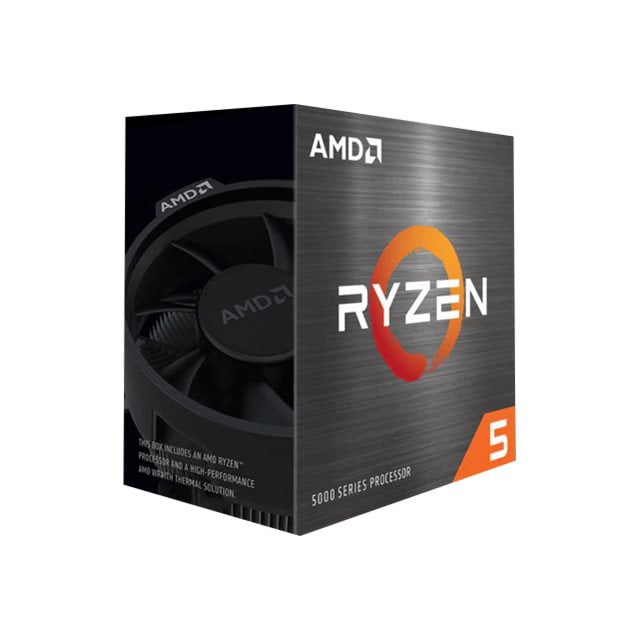 AMD Ryzen 5 5600X 6-core, 12-thread unlocked desktop processor with Wraith Stealth cooler, featuring a 3.7 GHz base clock speed and AM4 socket compatibility. The product is displayed in its retail box with the AMD Ryzen logo and 5000 series branding prominently visible.