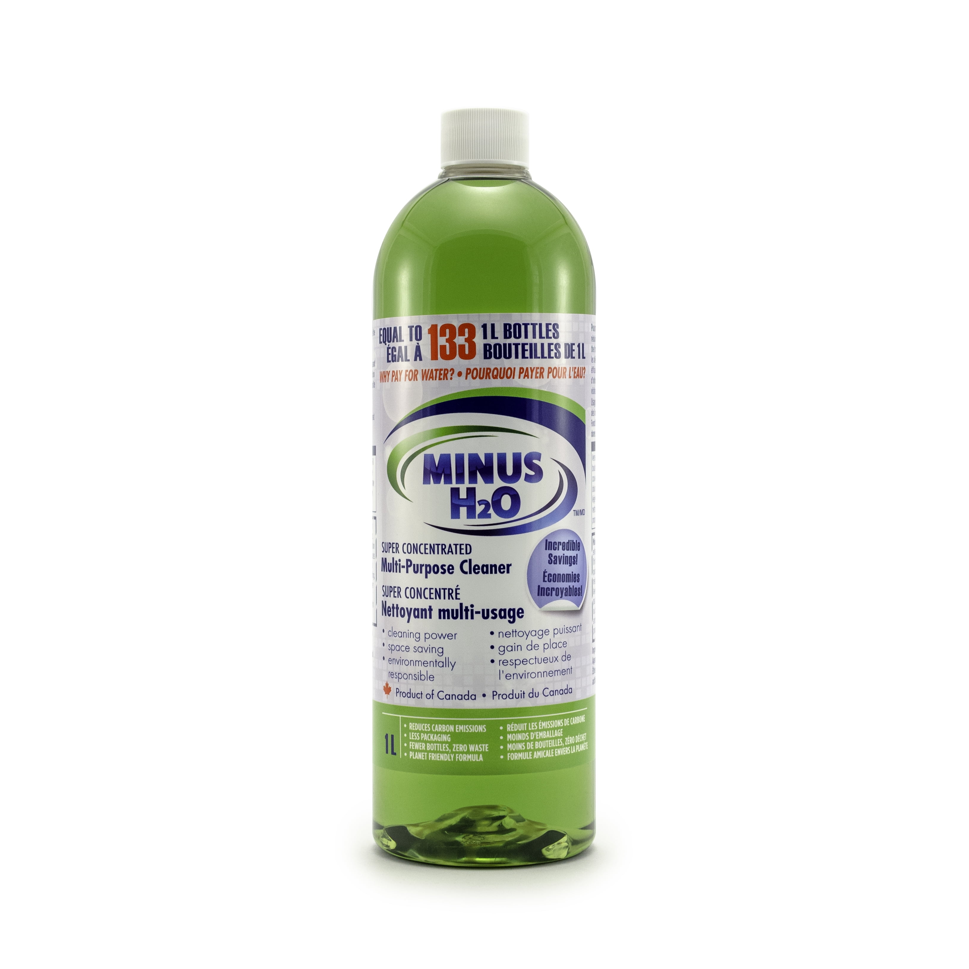 Minus H2O Super Concentrated All-Purpose Multi-Purpose Household Cleaner, 1L, Fresh Lemon Scent, Clean and Fresh
