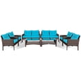 thumbnail image 1 of Costway 8PCS Patio Rattan Furniture Set Loveseat Sofa Coffee Table W/Turquoise Cushion, 1 of 9