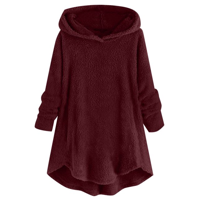 Womens Cardigan Plus Size Button Plush Tops Hooded Loose Cardigan Wool Coat Winter Jacket Navy Xl